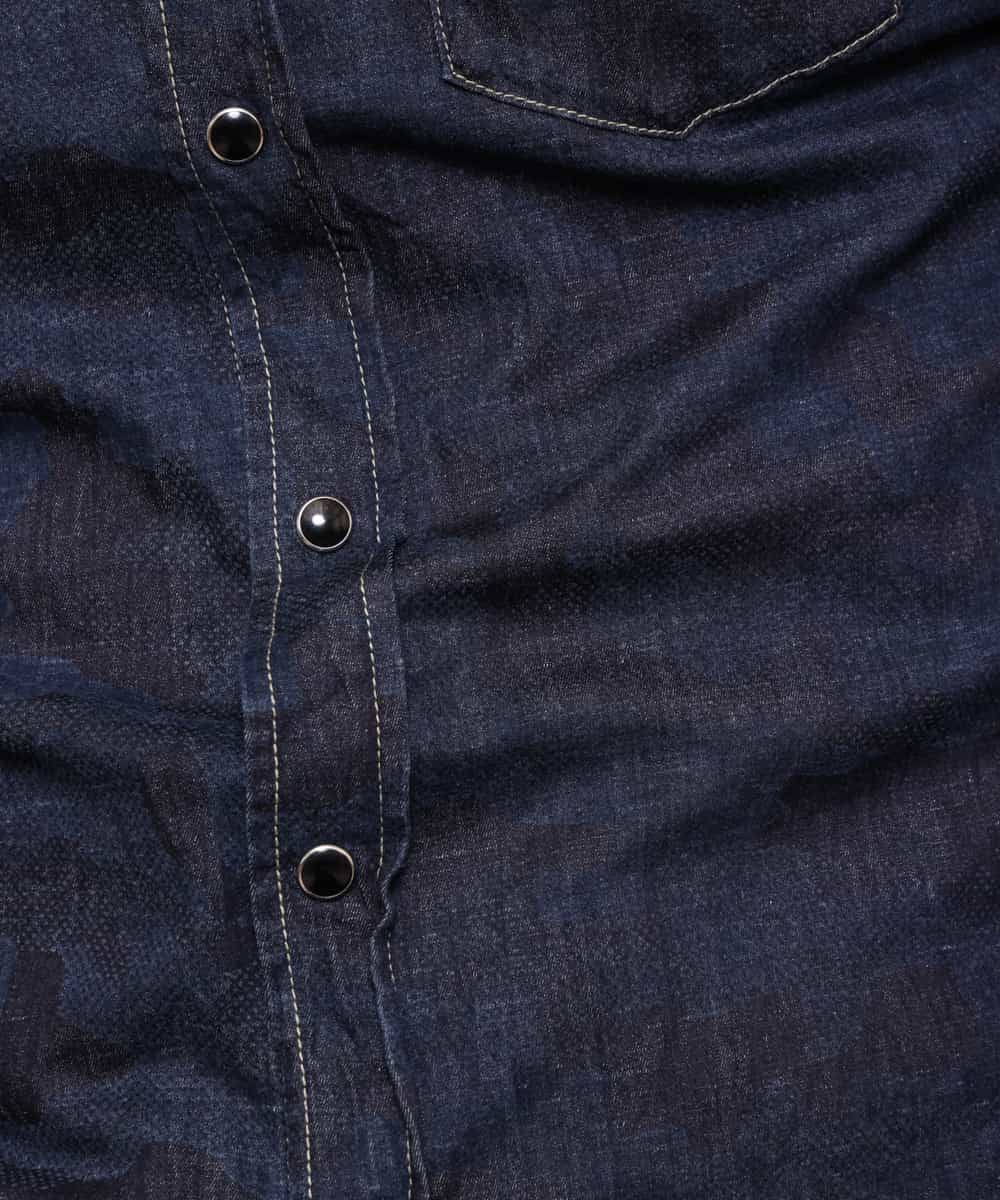 MKBDK40090 MK MICHEL KLEIN HOMME(MKミッシェルクランオム) シャツ／エンボスカモデニム ネイビー