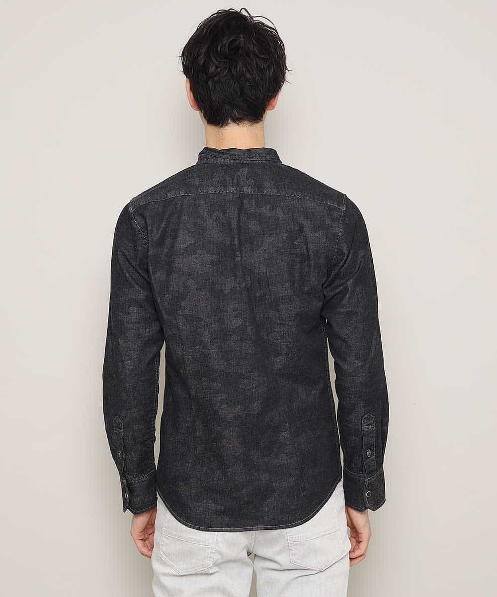 MKBDK40090 MK MICHEL KLEIN HOMME(MKミッシェルクランオム) シャツ／エンボスカモデニム ブラック