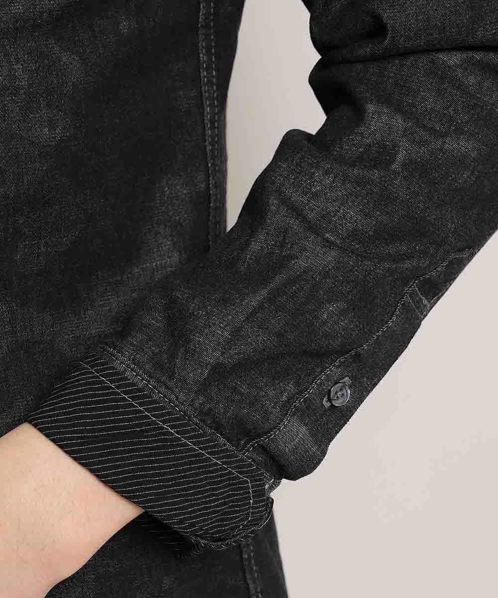 MKBDK40090 MK MICHEL KLEIN HOMME(MKミッシェルクランオム) シャツ／エンボスカモデニム ブラック