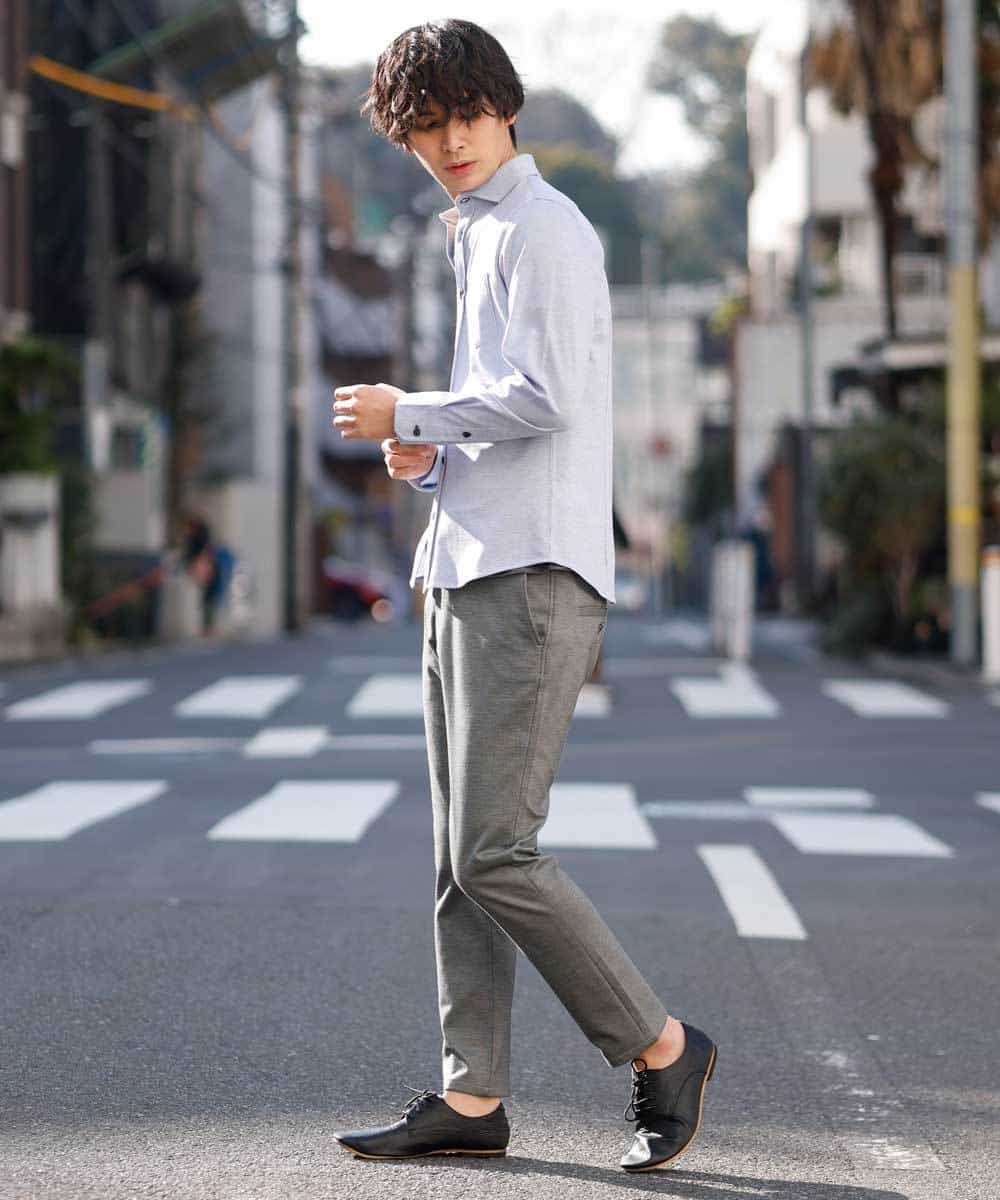 MKBDM52130 MK MICHEL KLEIN HOMME(MKミッシェルクランオム) 【快適ストレッチ】ハイセンスジャージシャツ ライトブルー(50)