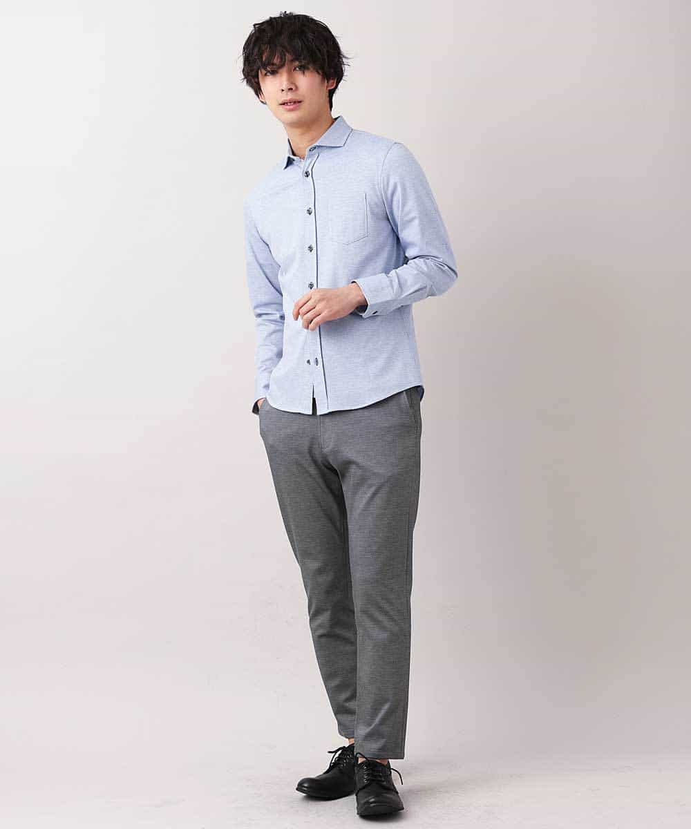 MKBDM52130 MK MICHEL KLEIN HOMME(MKミッシェルクランオム) 【快適ストレッチ】ハイセンスジャージシャツ ライトブルー(50)
