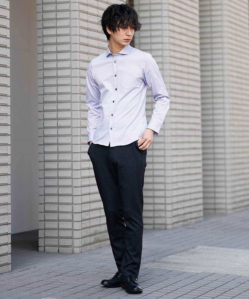 MKBDM52130 MK MICHEL KLEIN HOMME(MKミッシェルクランオム) 【快適ストレッチ】ハイセンスジャージシャツ ブルー(55)