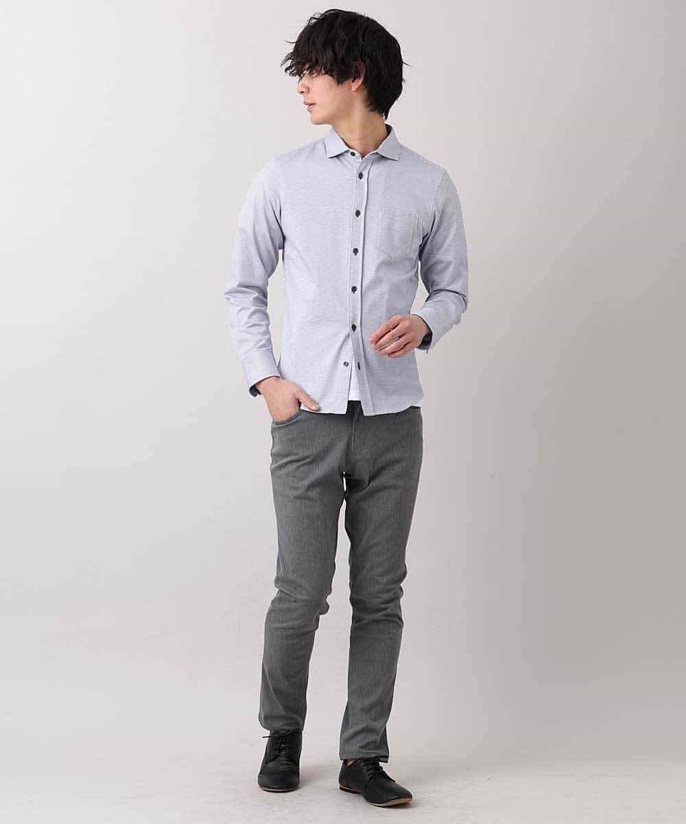 MKBDM52130 MK MICHEL KLEIN HOMME(MKミッシェルクランオム) 【快適ストレッチ】ハイセンスジャージシャツ ブルー(55)