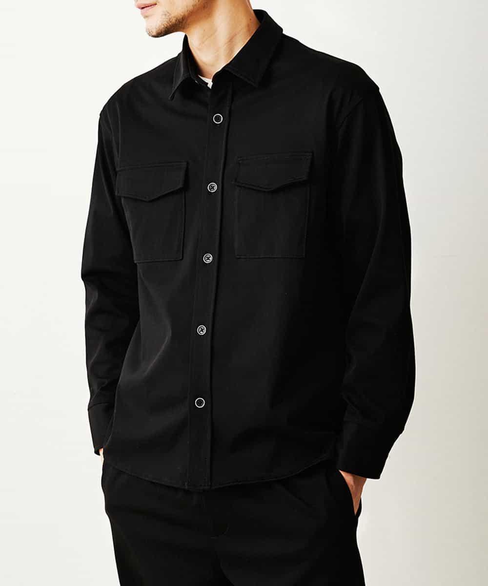 MKBDO04090 MK MICHEL KLEIN HOMME(MKミッシェルクランオム) MAGICストレッチシャツ ブラック(94)