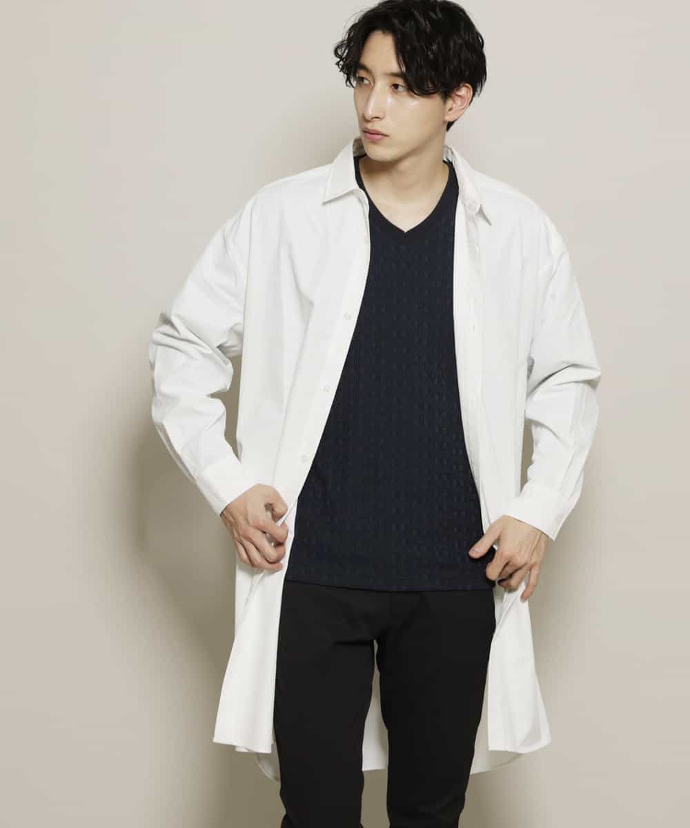 ロング丈 ビックシルエット サテン長袖シャツ ブラウス シャツ Mk Michel Klein Homme Mkミッシェルクランオム イトキンオンラインストア
