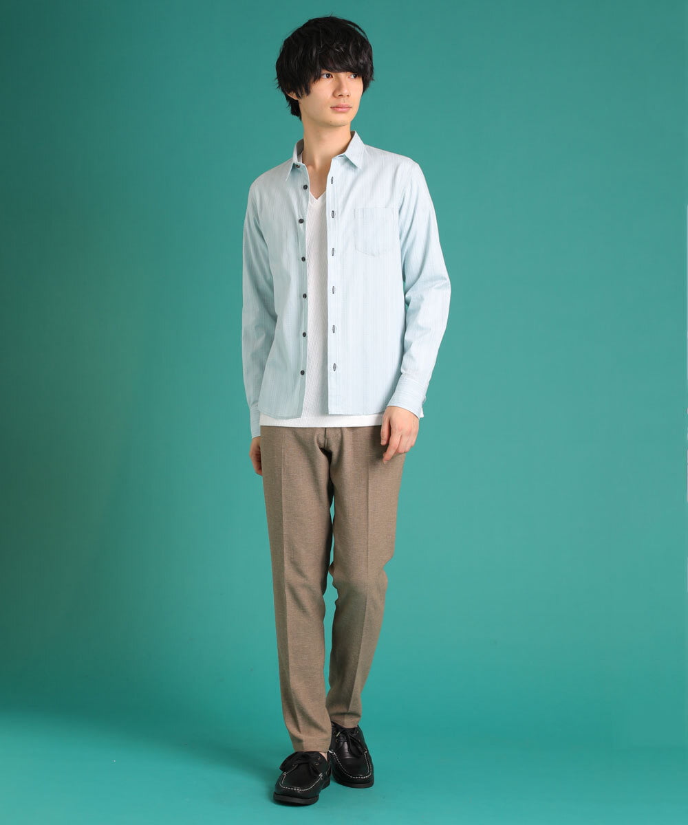MKBDS69120 MK MICHEL KLEIN HOMME(MKミッシェルクランオム) アンティークドビーシャツ グリーン(30)