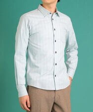 MKBDS69120 MK MICHEL KLEIN HOMME(MKミッシェルクランオム) アンティークドビーシャツ グリーン(30)