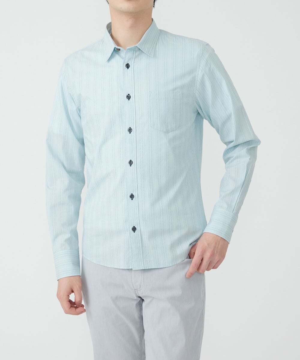 MKBDS69120 MK MICHEL KLEIN HOMME(MKミッシェルクランオム) アンティークドビーシャツ グリーン(30)