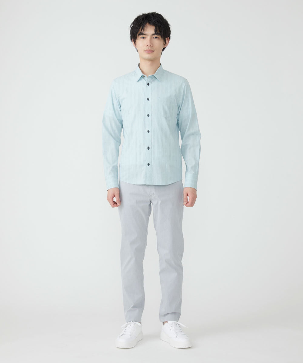 MKBDS69120 MK MICHEL KLEIN HOMME(MKミッシェルクランオム) アンティークドビーシャツ グリーン(30)