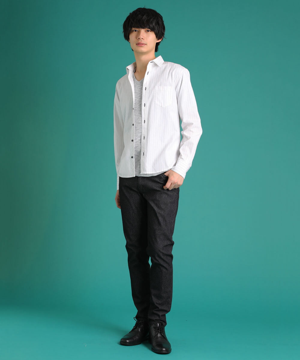 MKBDS69120 MK MICHEL KLEIN HOMME(MKミッシェルクランオム) アンティークドビーシャツ ホワイト(90)