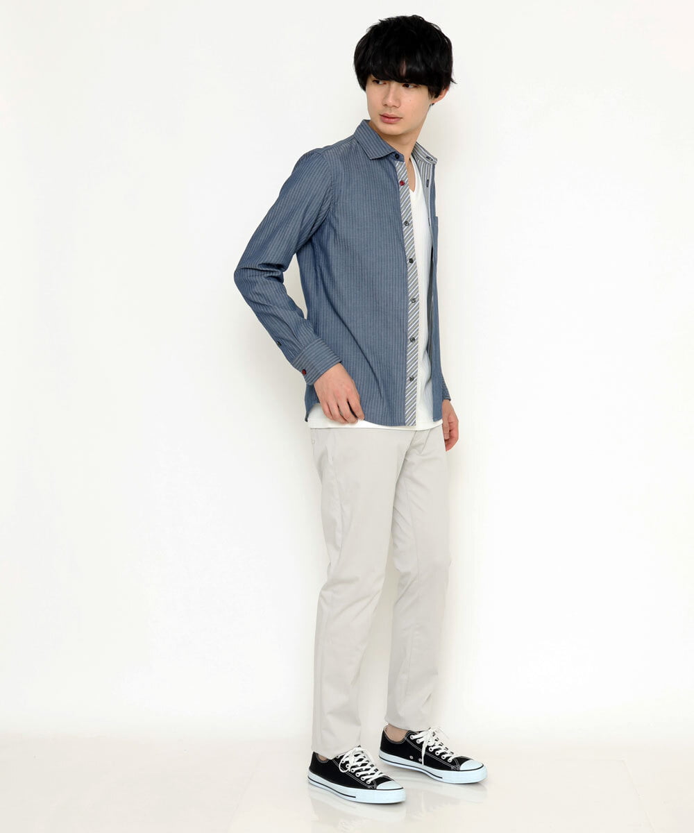 MKBDS70100 MK MICHEL KLEIN HOMME(MKミッシェルクランオム) 【WEB限定】リバーストライプシャツ ブルー(55)
