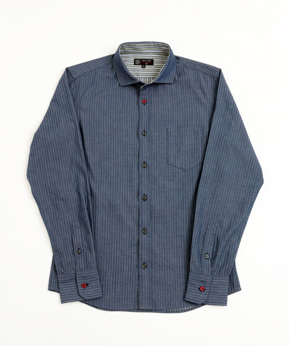 MKBDS70100 MK MICHEL KLEIN HOMME(MKミッシェルクランオム) 【WEB限定】リバーストライプシャツ ブルー(55)