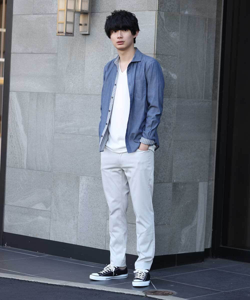 MKBDS70100 MK MICHEL KLEIN HOMME(MKミッシェルクランオム) 【WEB限定】リバーストライプシャツ ブルー(55)
