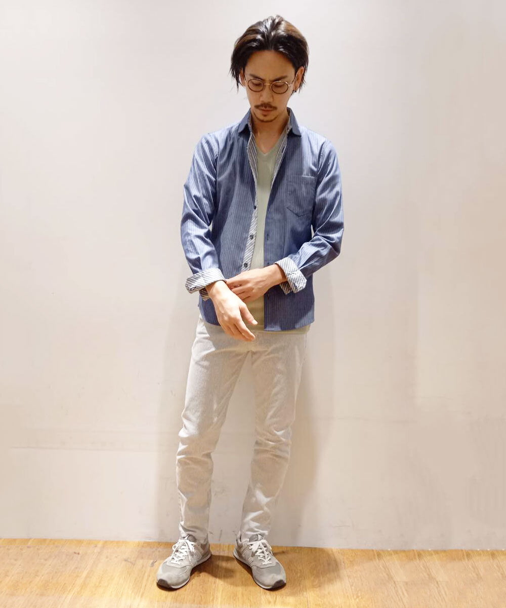 MKBDS70100 MK MICHEL KLEIN HOMME(MKミッシェルクランオム) 【WEB限定】リバーストライプシャツ ブルー(55)