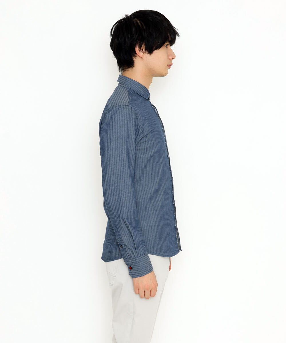 MKBDS70100 MK MICHEL KLEIN HOMME(MKミッシェルクランオム) 【WEB限定】リバーストライプシャツ ブルー(55)