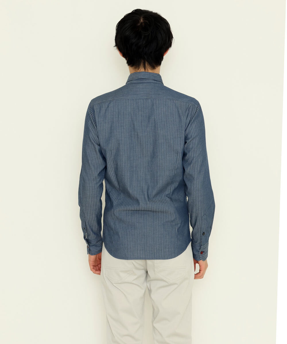 MKBDS70100 MK MICHEL KLEIN HOMME(MKミッシェルクランオム) 【WEB限定】リバーストライプシャツ ブルー(55)