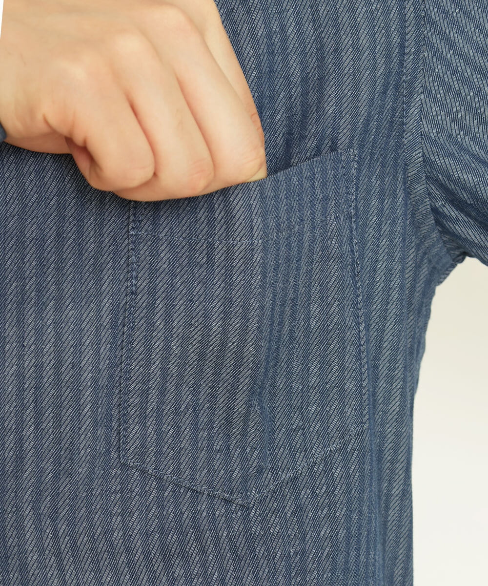 MKBDS70100 MK MICHEL KLEIN HOMME(MKミッシェルクランオム) 【WEB限定】リバーストライプシャツ ブルー(55)