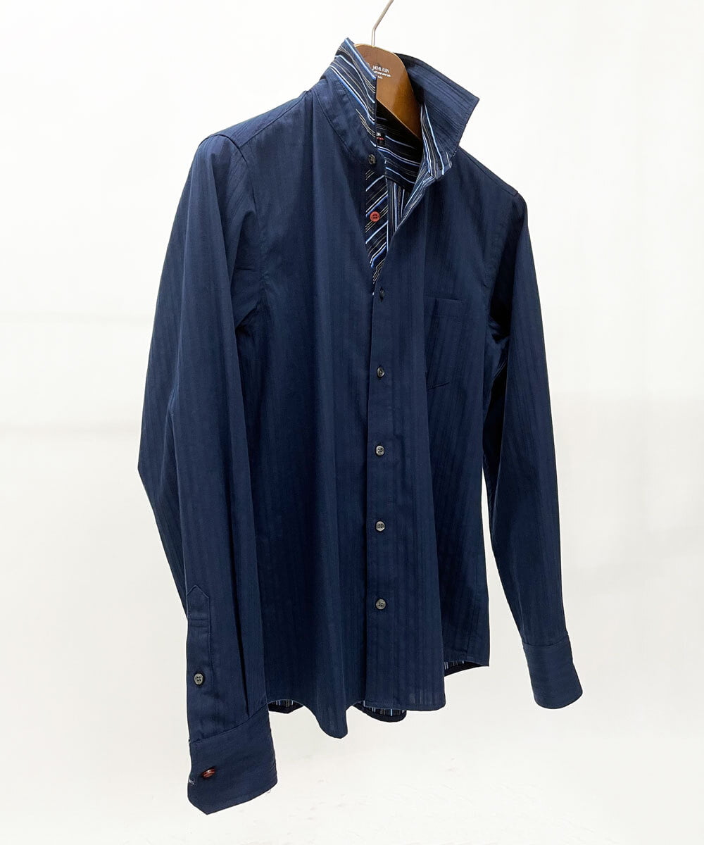 MKBDS70100 MK MICHEL KLEIN HOMME(MKミッシェルクランオム) 【WEB限定】リバーストライプシャツ ネイビー(57)