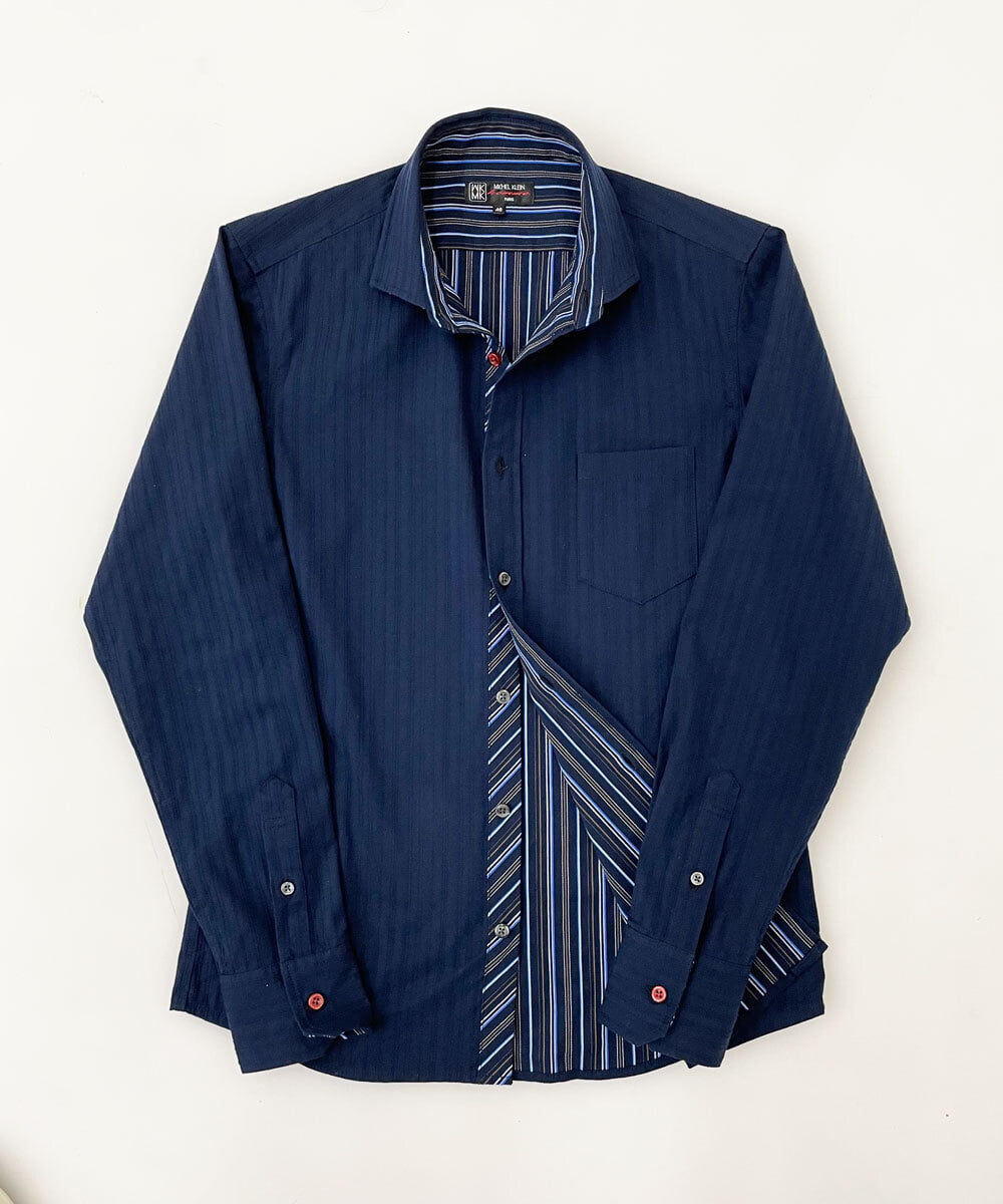 MKBDS70100 MK MICHEL KLEIN HOMME(MKミッシェルクランオム) 【WEB限定】リバーストライプシャツ ネイビー(57)