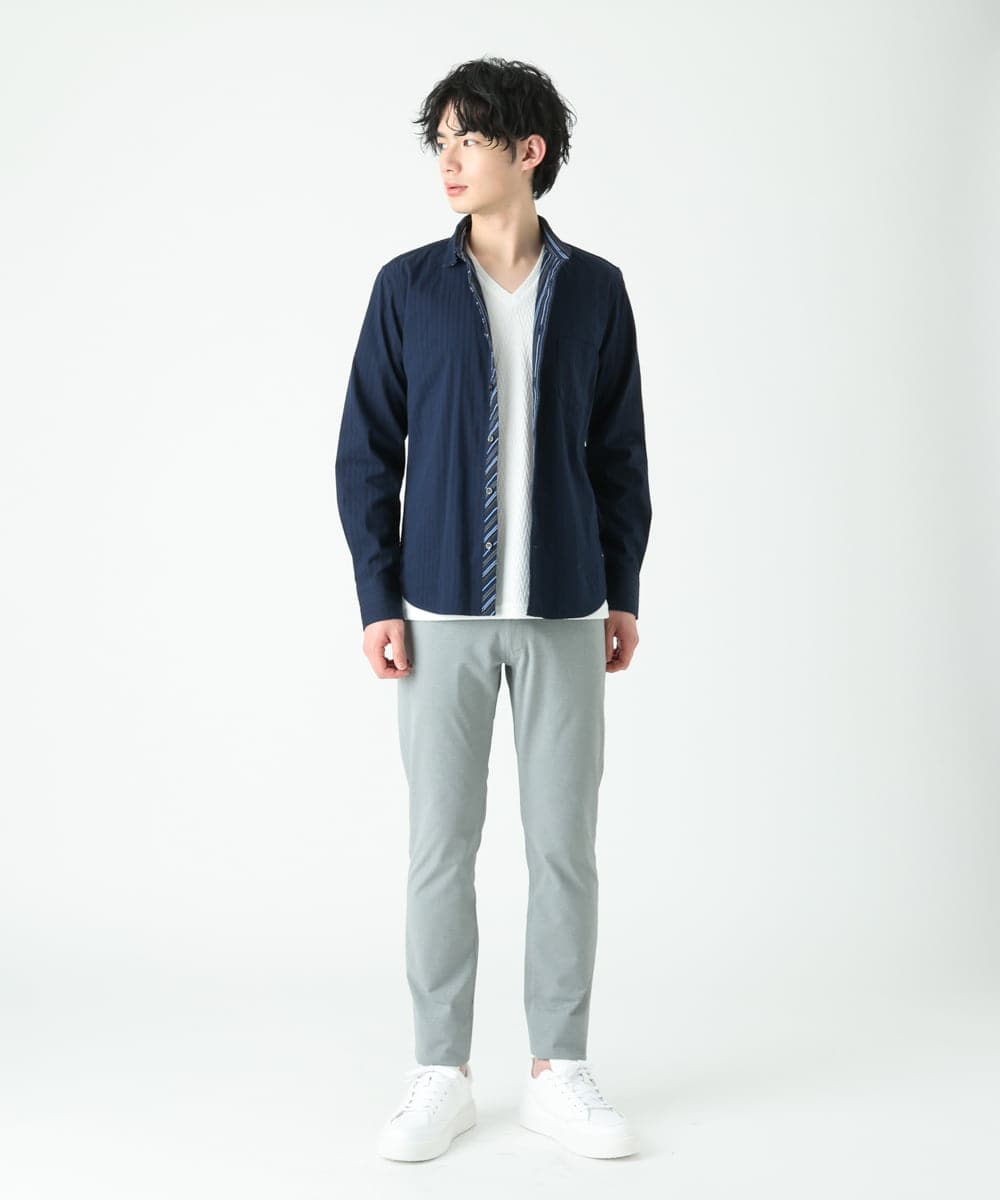 MKBDS70100 MK MICHEL KLEIN HOMME(MKミッシェルクランオム) 【WEB限定】リバーストライプシャツ ネイビー(57)