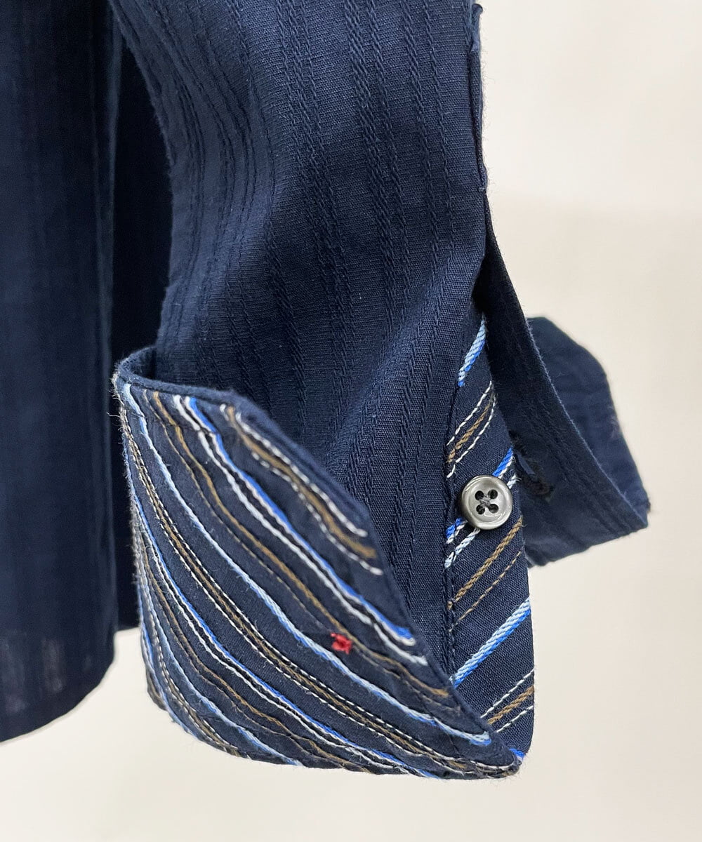 MKBDS70100 MK MICHEL KLEIN HOMME(MKミッシェルクランオム) 【WEB限定】リバーストライプシャツ ネイビー(57)