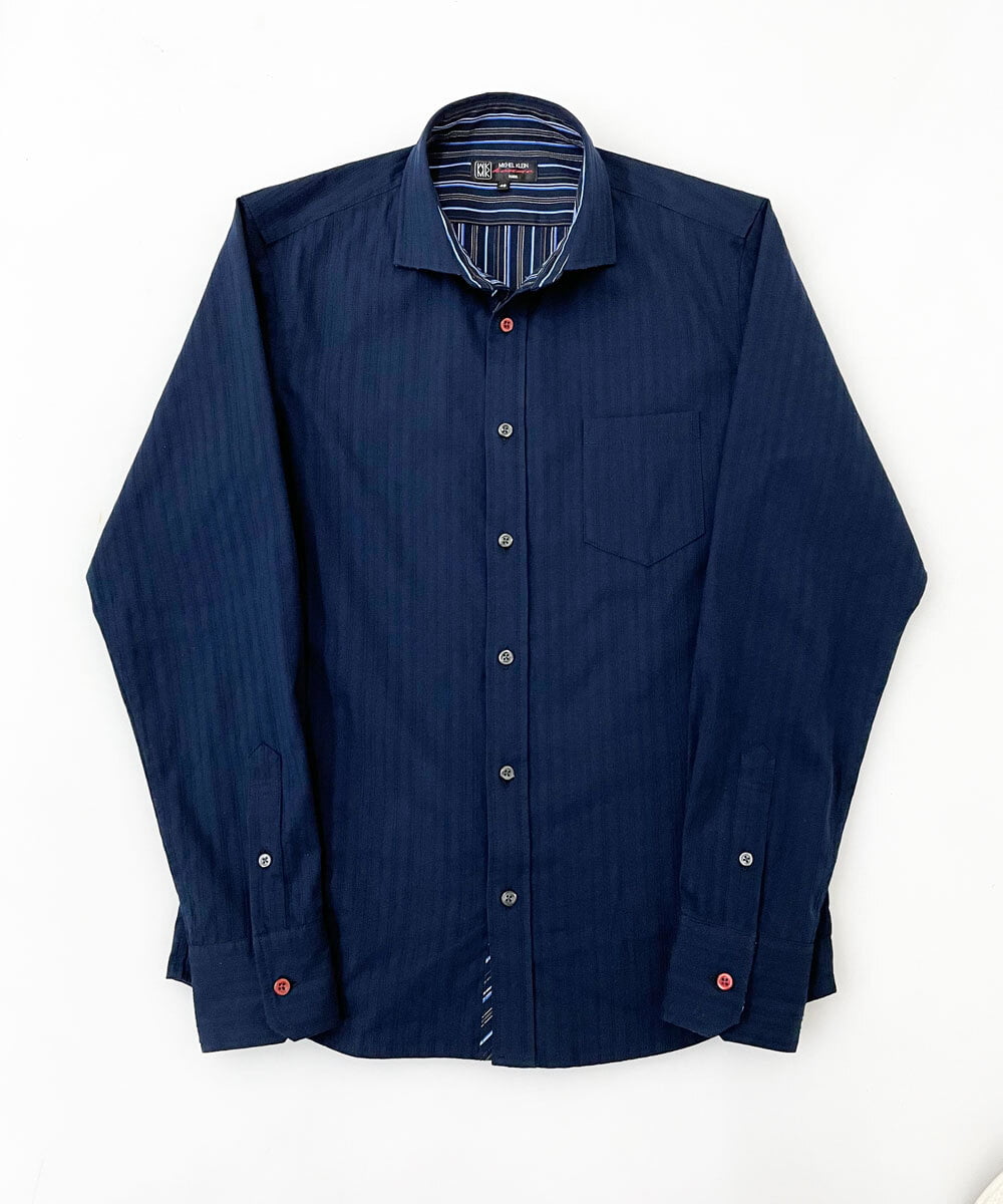MKBDS70100 MK MICHEL KLEIN HOMME(MKミッシェルクランオム) 【WEB限定】リバーストライプシャツ ネイビー(57)