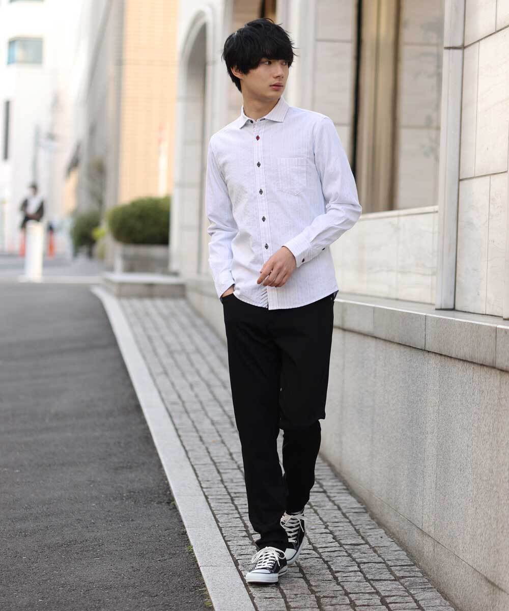 MKBDS70100 MK MICHEL KLEIN HOMME(MKミッシェルクランオム) 【WEB限定】リバーストライプシャツ ホワイト(90)