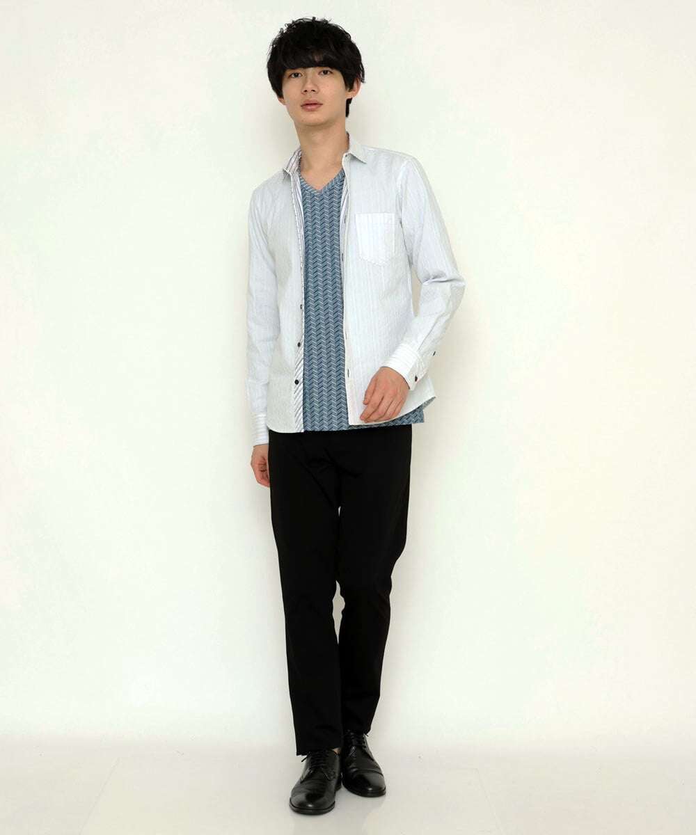MKBDS70100 MK MICHEL KLEIN HOMME(MKミッシェルクランオム) 【WEB限定】リバーストライプシャツ ホワイト(90)