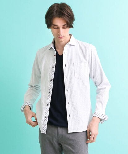 MKBDS70100 MK MICHEL KLEIN HOMME 【WEB限定】リバーストライプシャツ