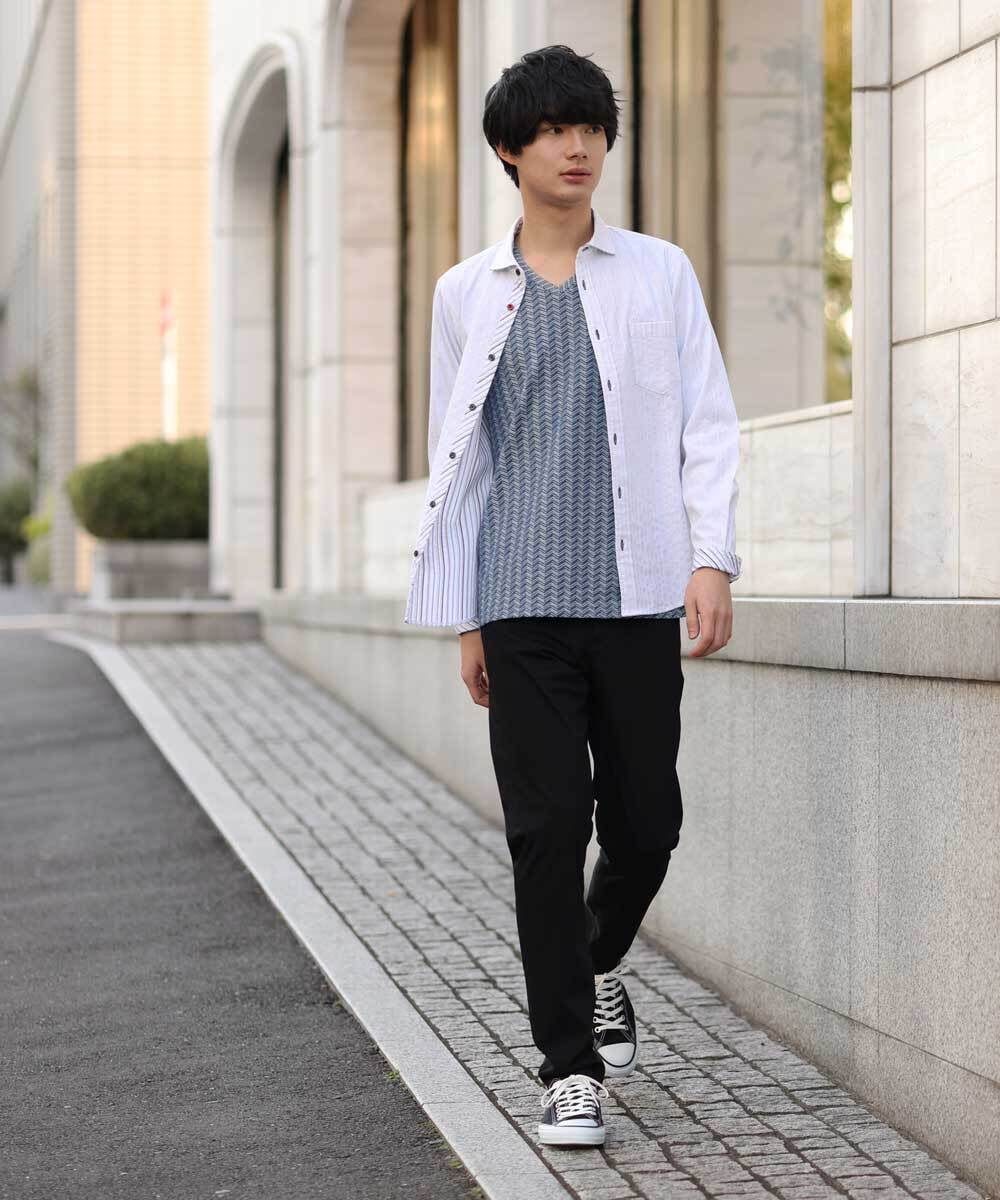 MKBDS70100 MK MICHEL KLEIN HOMME(MKミッシェルクランオム) 【WEB限定】リバーストライプシャツ ホワイト(90)