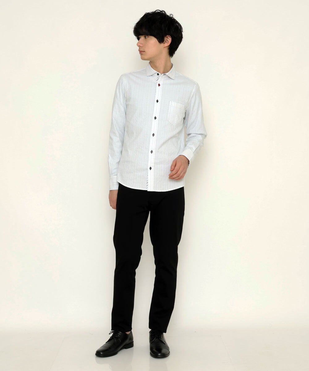 MKBDS70100 MK MICHEL KLEIN HOMME(MKミッシェルクランオム) 【WEB限定】リバーストライプシャツ ホワイト(90)