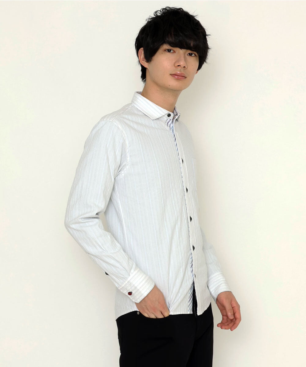 MKBDS70100 MK MICHEL KLEIN HOMME(MKミッシェルクランオム) 【WEB限定】リバーストライプシャツ ホワイト(90)