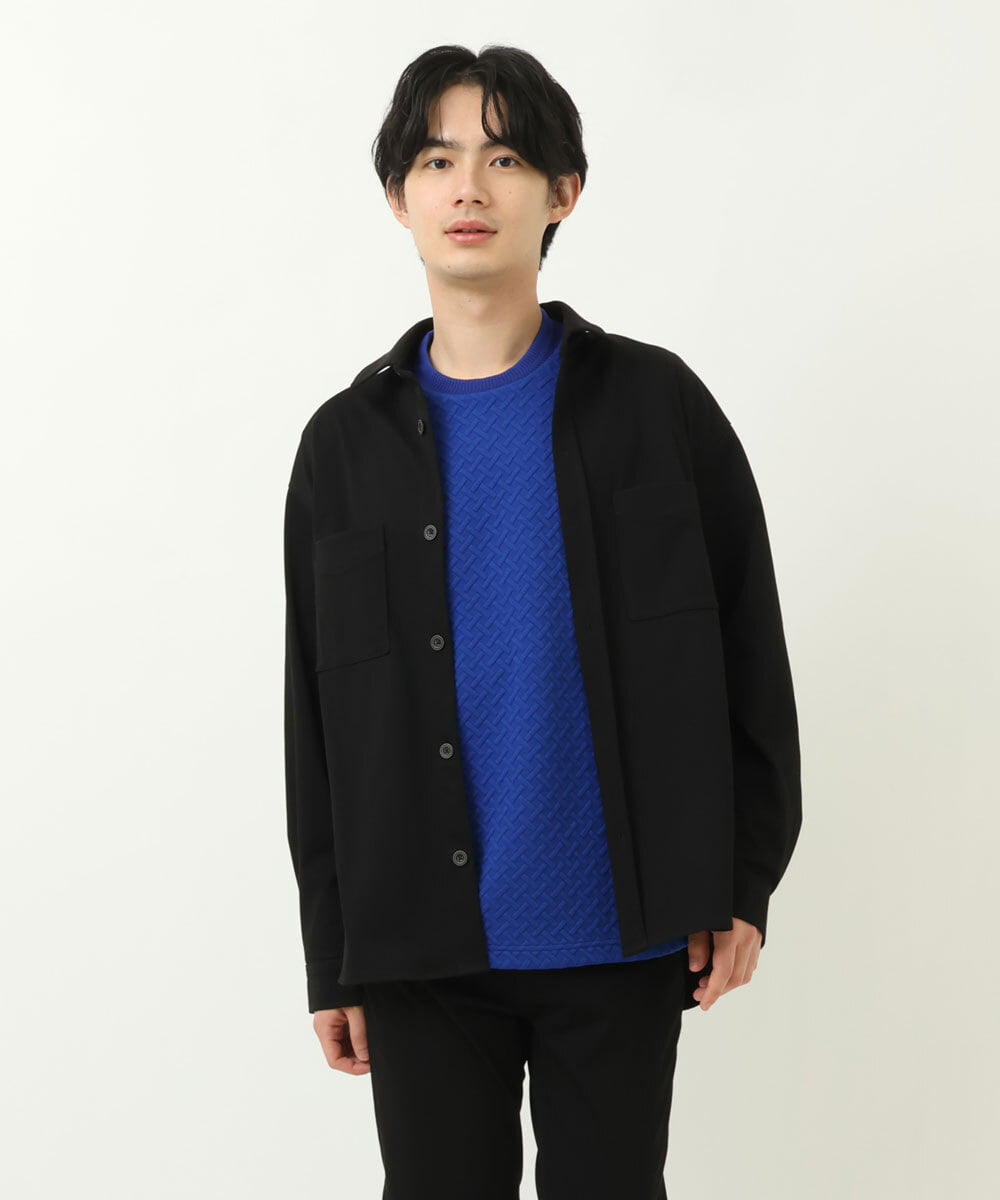 MKBDU04130 MK MICHEL KLEIN HOMME(MKミッシェルクランオム) ストレッチシャツブルゾン ブラック(94)