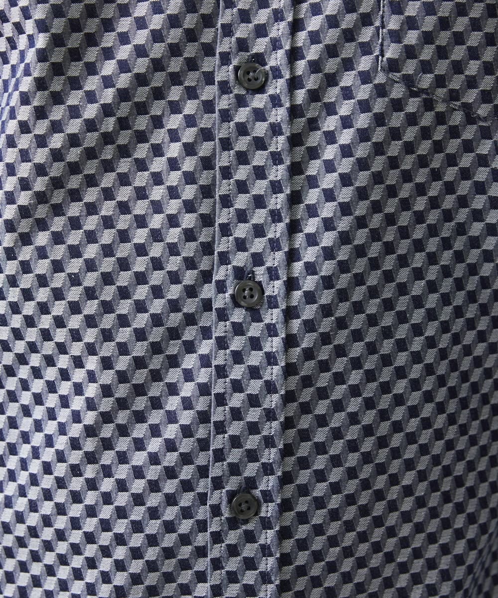 MKBDV51140 MK MICHEL KLEIN HOMME(MKミッシェルクランオム) キューブジャガードシャツ ネイビー(57)