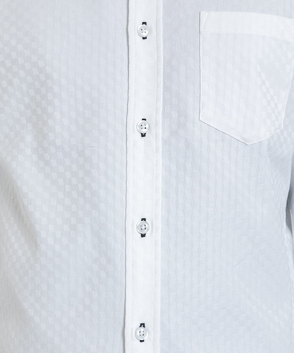 MKBDV51140 MK MICHEL KLEIN HOMME(MKミッシェルクランオム) キューブジャガードシャツ ホワイト(90)