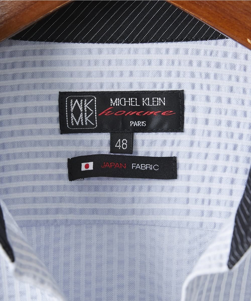 MKBDV65140 MK MICHEL KLEIN HOMME(MKミッシェルクランオム) クールマックスサッカーシャツ ライトブルー(50)