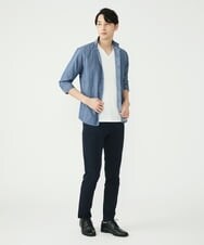 MKBFS51120 MK MICHEL KLEIN HOMME(MKミッシェルクランオム) リバーストライプ7分袖シャツ ライトブルー(50)