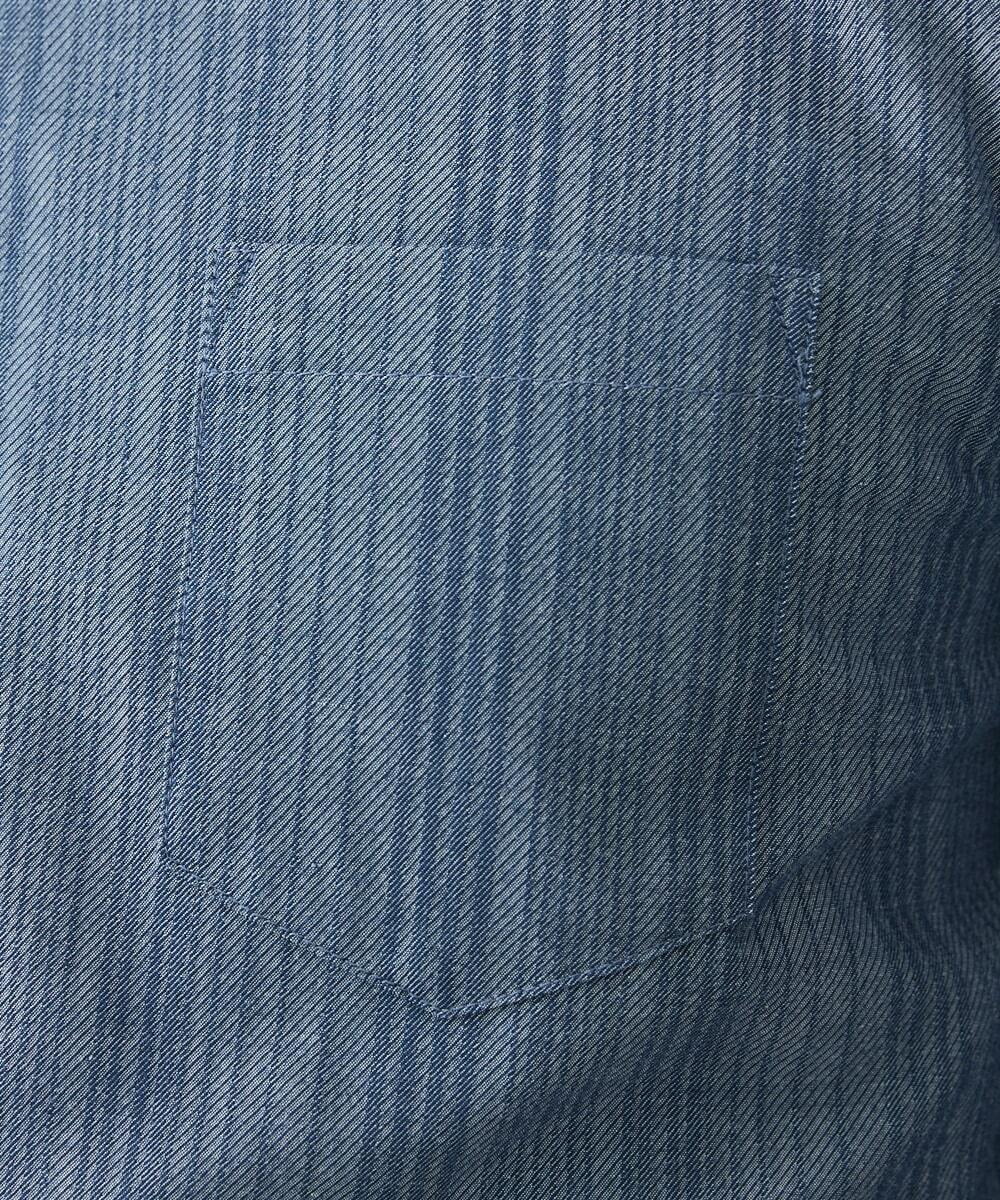 MKBFS51120 MK MICHEL KLEIN HOMME(MKミッシェルクランオム) リバーストライプ7分袖シャツ ライトブルー(50)