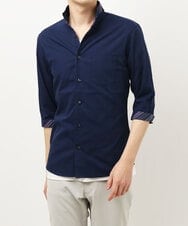 MKBFS51120 MK MICHEL KLEIN HOMME(MKミッシェルクランオム) リバーストライプ7分袖シャツ ネイビー(57)