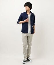 MKBFS51120 MK MICHEL KLEIN HOMME(MKミッシェルクランオム) リバーストライプ7分袖シャツ ネイビー(57)