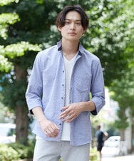 MKBFS63130 MK MICHEL KLEIN HOMME(MKミッシェルクランオム) SOLOTEXフェザーへリンボンシャツ ライトブルー(50)