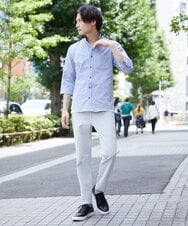 MKBFS63130 MK MICHEL KLEIN HOMME(MKミッシェルクランオム) SOLOTEXフェザーへリンボンシャツ ライトブルー(50)