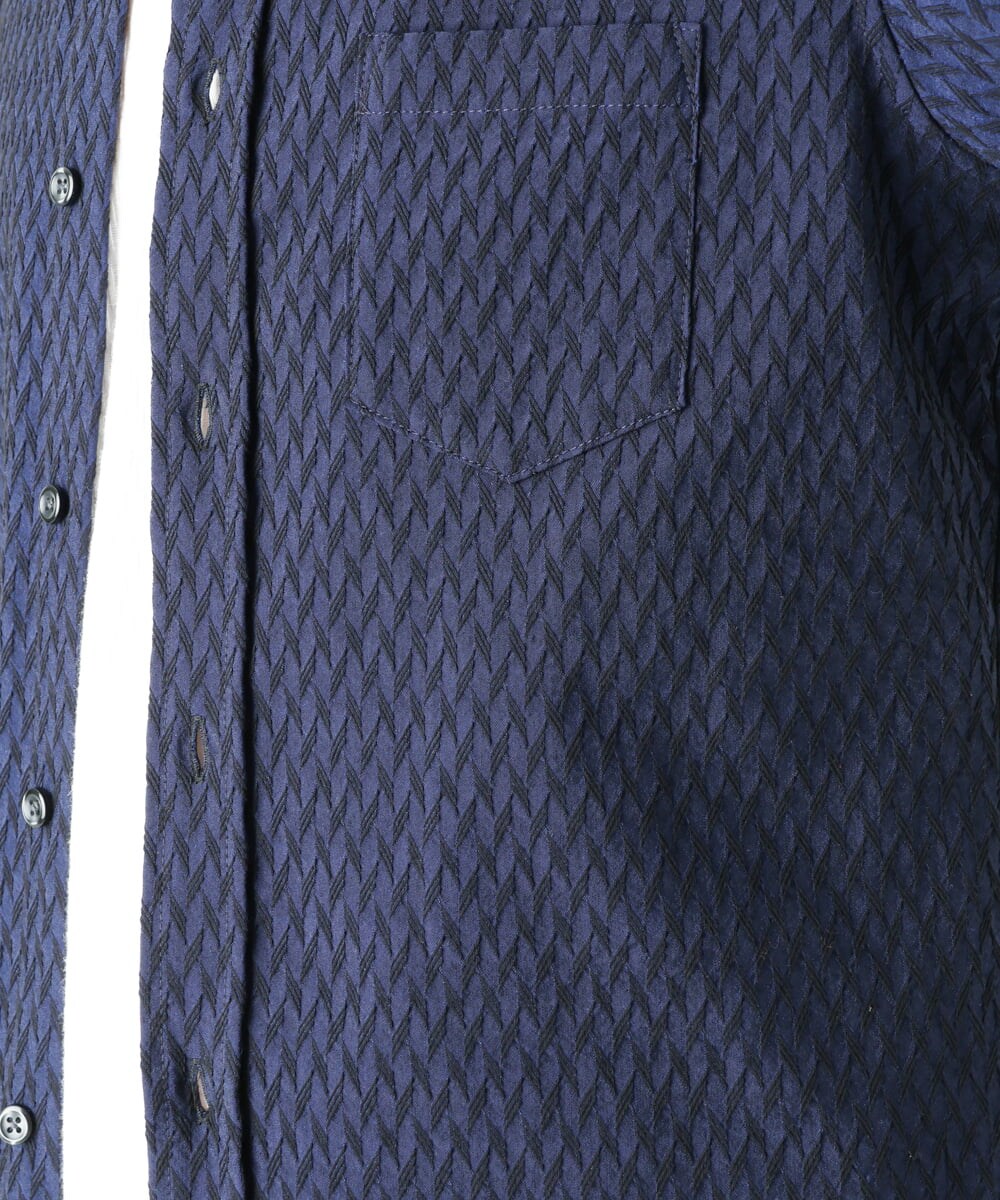 MKBFS63130 MK MICHEL KLEIN HOMME(MKミッシェルクランオム) SOLOTEXフェザーへリンボンシャツ ネイビー(57)