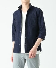 MKBFS63130 MK MICHEL KLEIN HOMME(MKミッシェルクランオム) SOLOTEXフェザーへリンボンシャツ ネイビー(57)
