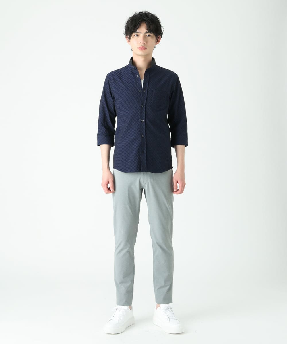 MKBFS63130 MK MICHEL KLEIN HOMME(MKミッシェルクランオム) SOLOTEXフェザーへリンボンシャツ ネイビー(57)