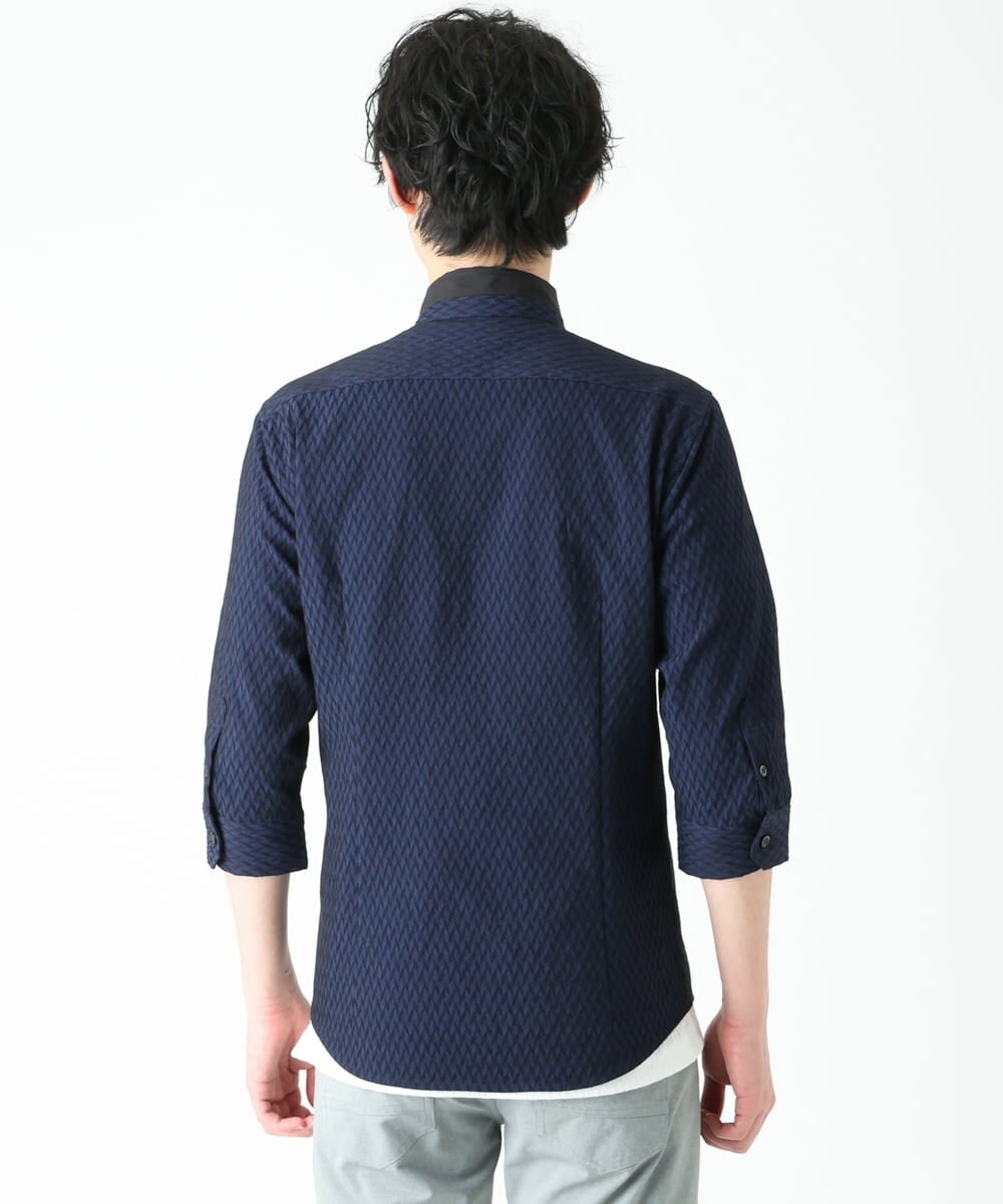 MKBFS63130 MK MICHEL KLEIN HOMME(MKミッシェルクランオム) SOLOTEXフェザーへリンボンシャツ ネイビー(57)