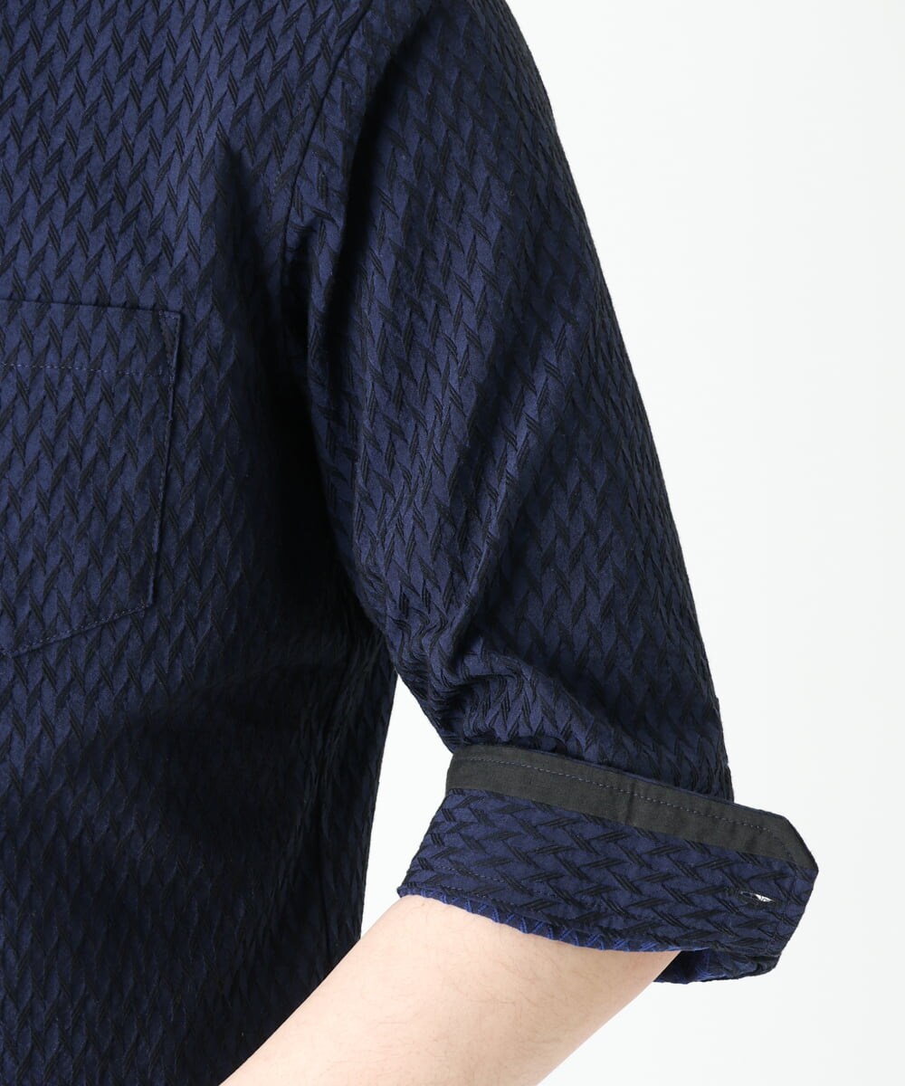 MKBFS63130 MK MICHEL KLEIN HOMME(MKミッシェルクランオム) SOLOTEXフェザーへリンボンシャツ ネイビー(57)