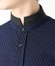 MKBFS63130 MK MICHEL KLEIN HOMME(MKミッシェルクランオム) SOLOTEXフェザーへリンボンシャツ ネイビー(57)