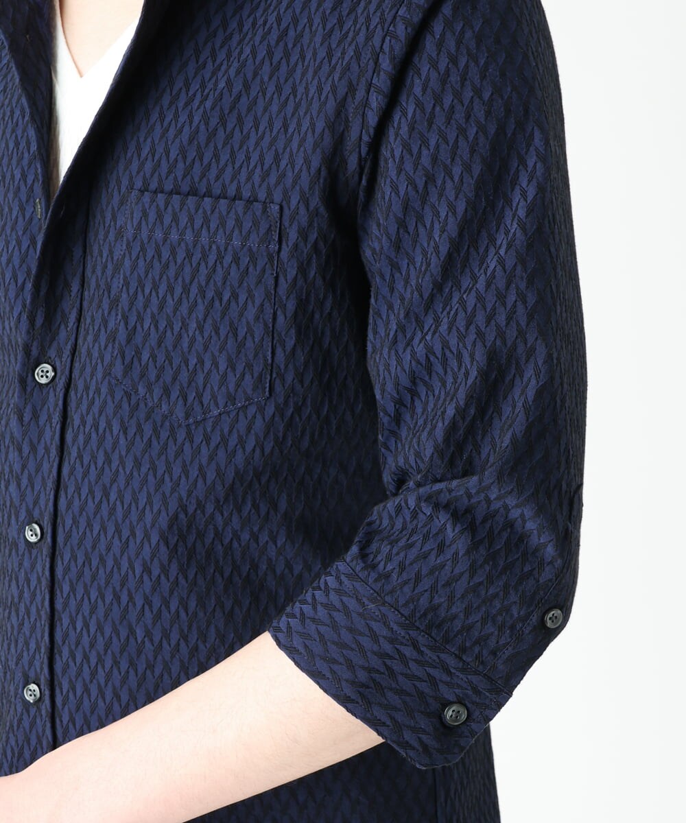 MKBFS63130 MK MICHEL KLEIN HOMME(MKミッシェルクランオム) SOLOTEXフェザーへリンボンシャツ ネイビー(57)