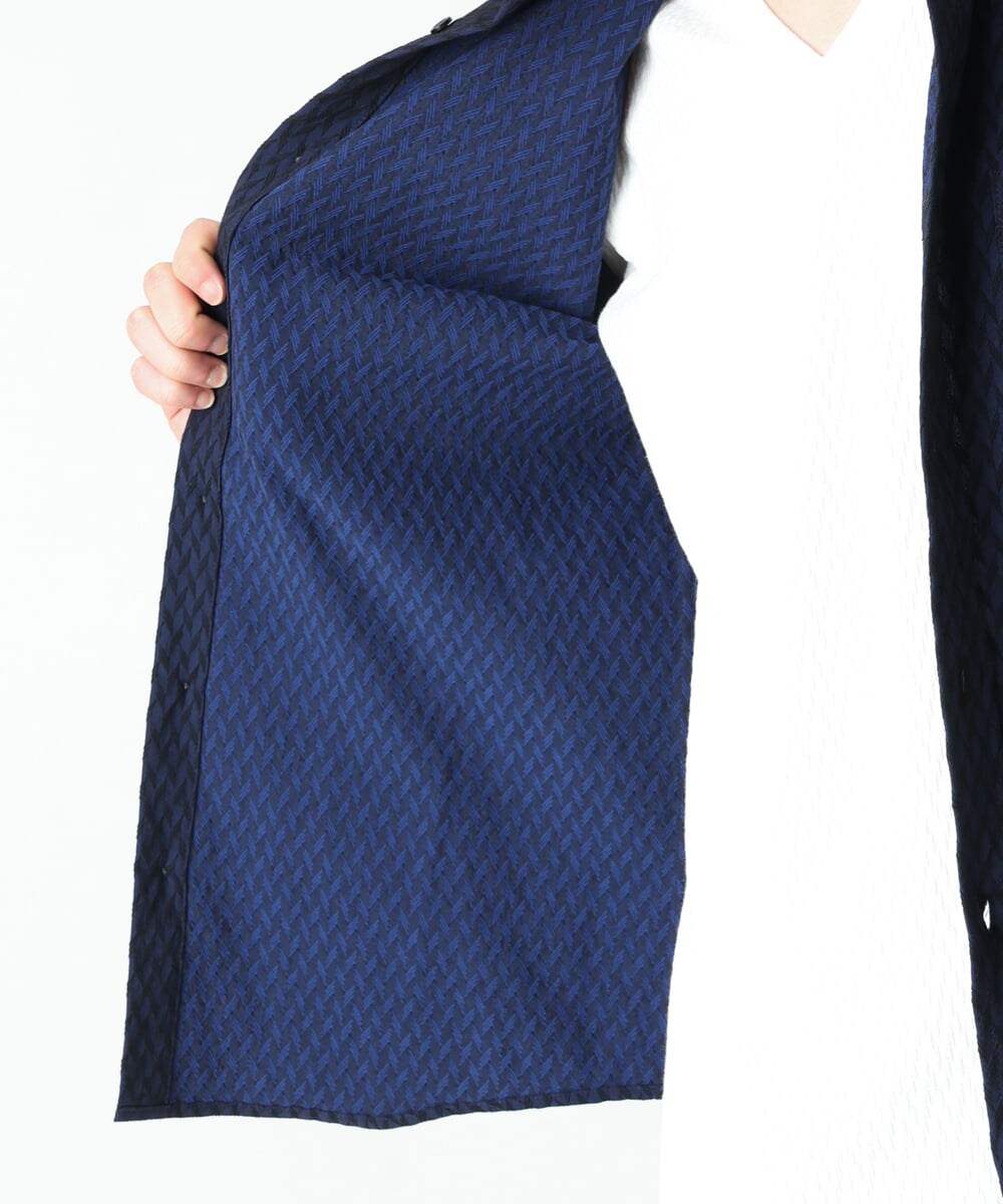 MKBFS63130 MK MICHEL KLEIN HOMME(MKミッシェルクランオム) SOLOTEXフェザーへリンボンシャツ ネイビー(57)